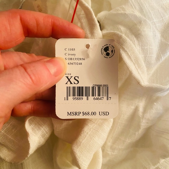 NWT Free People Zuri Blouse in Ivory. Size XS - Picture 5 of 11